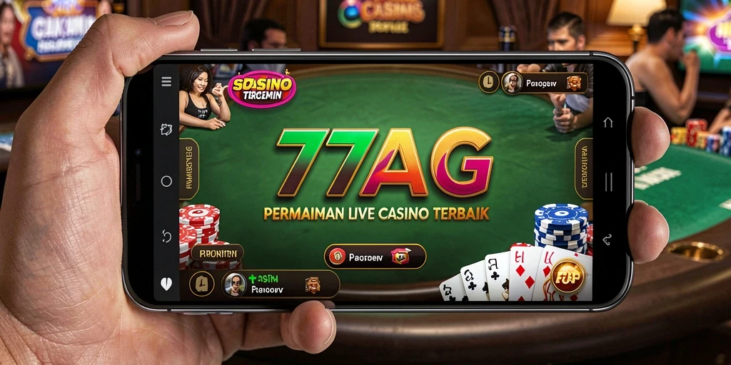 Tampilan permainan Live Casino yang mendebarkan di 77AG.
