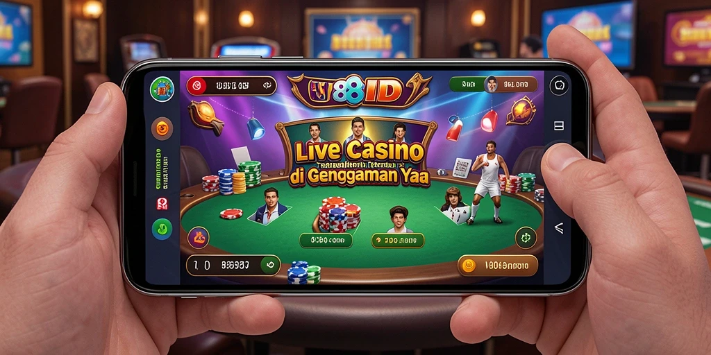 Screenshot gameplay 88ID menampilkan dealer langsung dan suasana permainan kasino yang mendebarkan.