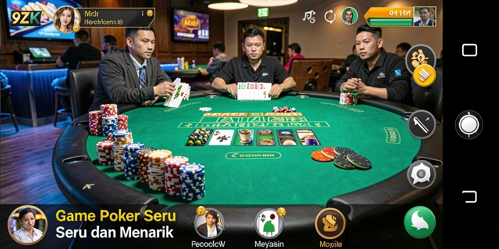 Tampilan gameplay menarik dari 9ZK dengan poker seru.