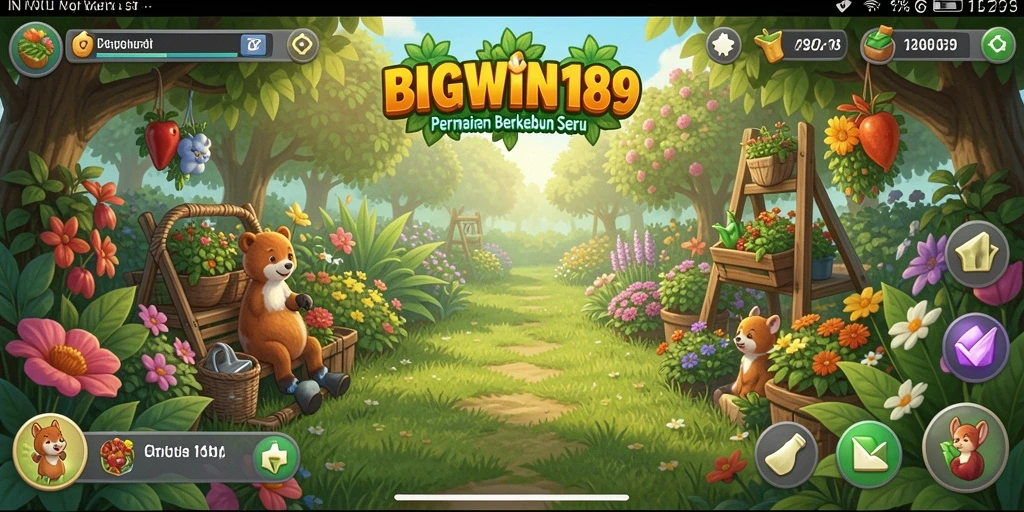 Tangkapan layar gameplay BIGWIN189 menampilkan ladang yang subur dan interaksi antara pemain.
