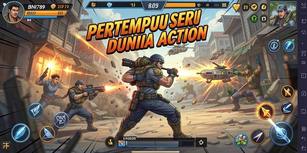 Screenshot aksi intens dari gameplay BNI789