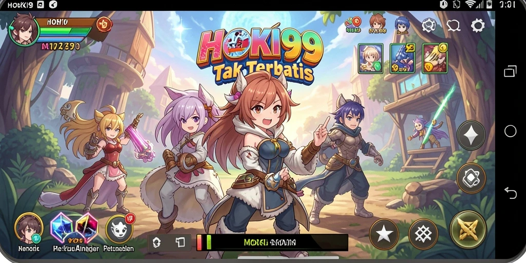 Gameplay HOKI99 menampilkan pertarungan karakter Anime yang seru.