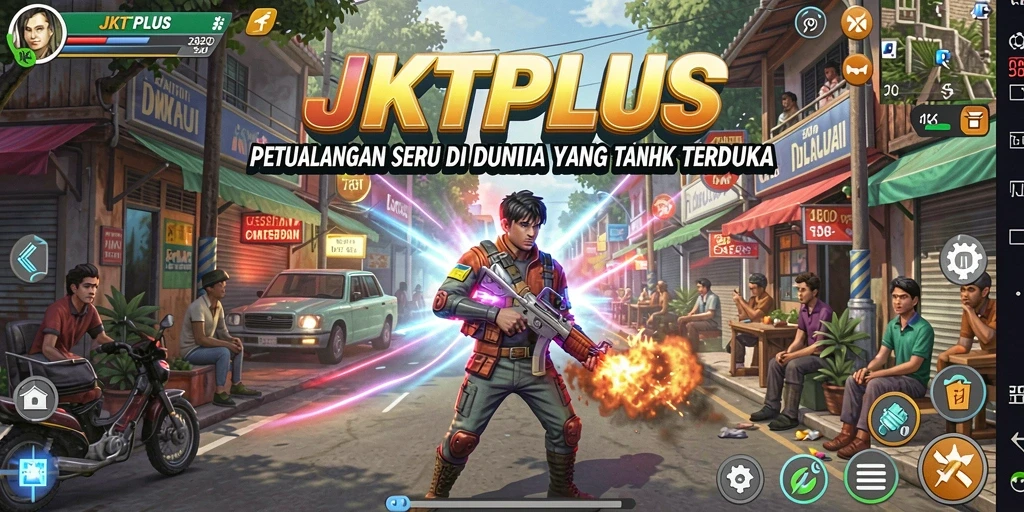 Screenshot gameplay JKTPLUS yang menunjukkan aksi petualangan seru.