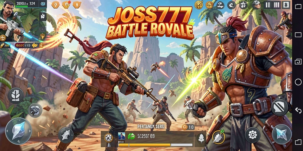 Screenshot JOSS777 menampilkan aksi seru dalam misi Battle Royale.