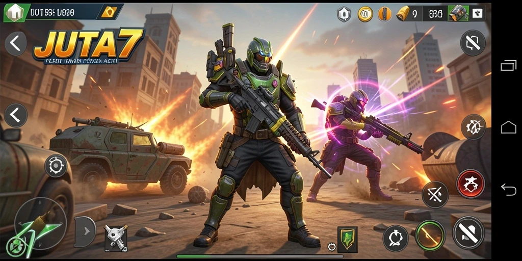 Tampilan aksi mendebarkan dari game TPS JUTA7.