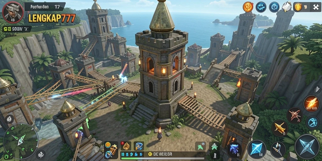 Tampilan gameplay menara pertahanan yang seru dan menantang di LENGKAP777.