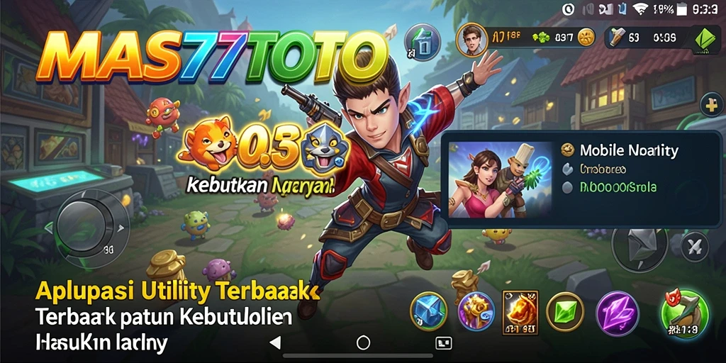 Tampilan utama aplikasi MAS77TOTO dengan fitur-fitur Utility yang menarik.