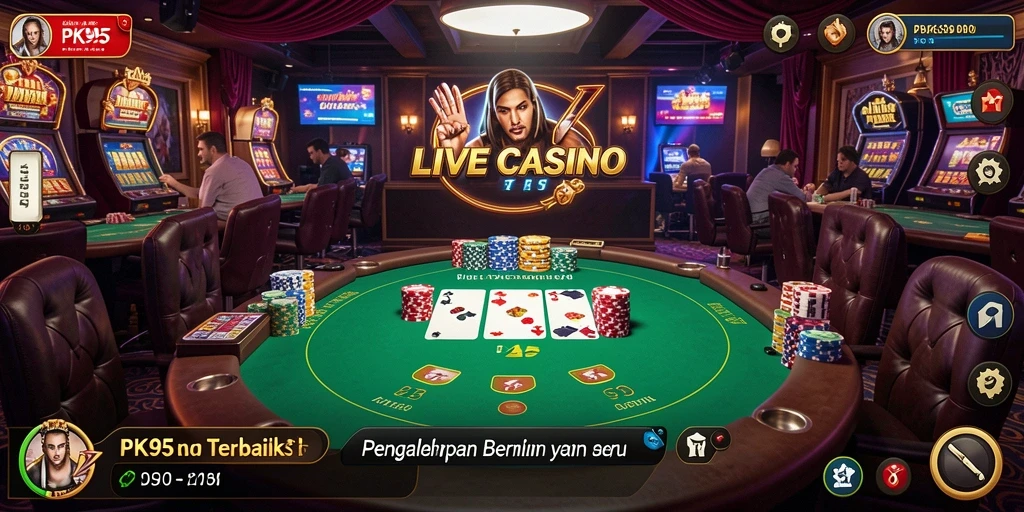 Tampilan gameplay Live Casino yang mendebarkan di PK95.