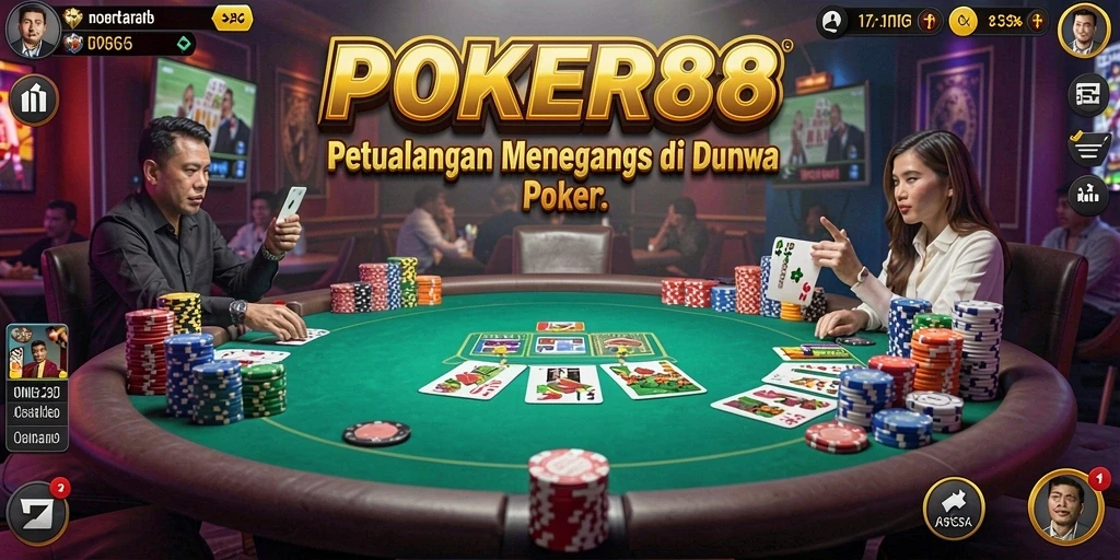 Tampilan menawan POKER88 saat bermain poker dalam petualangan seru.