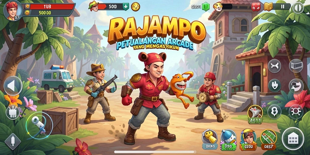 Screenshot gameplay RAJAMPO menampilkan momen mendebarkan dalam tantangan Arcade.