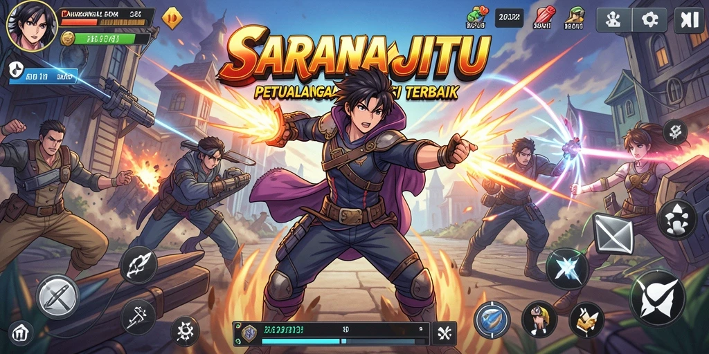 Tampilan gameplay menarik dalam SARANAJITU dengan aksi karakter Anime.