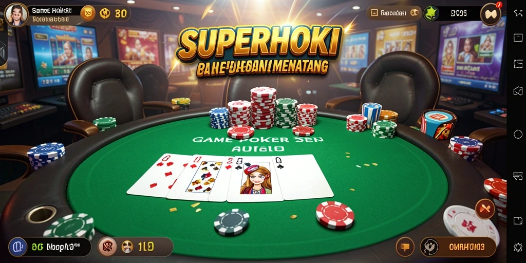 Tampilan gameplay poker di SUPERHOKI yang seru dan menarik.