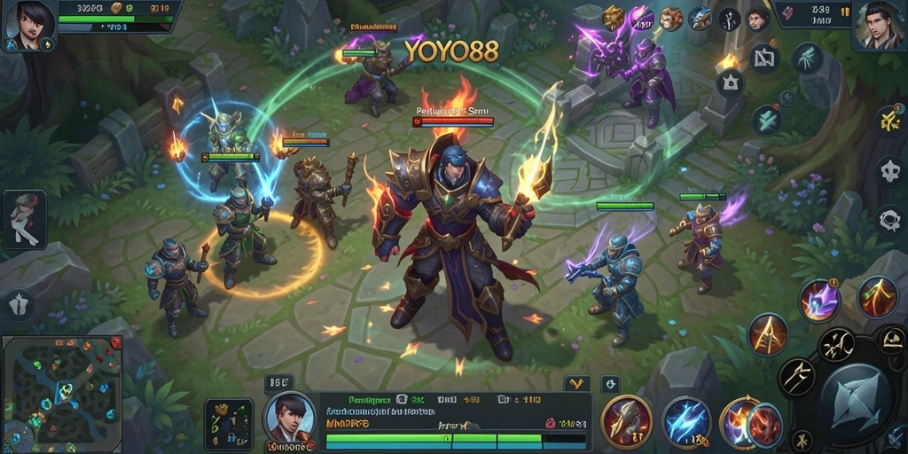 Tangkapan layar gameplay <strong>YOYO88</strong> menampilkan pertarungan epik di dunia fantastis.